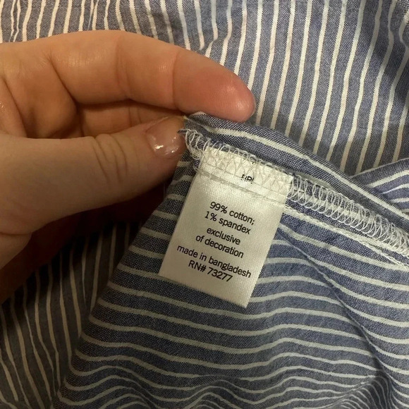 Beachy Cotton oversized blue and white striped long sleeve with floral embroider - Picture 7 of 8